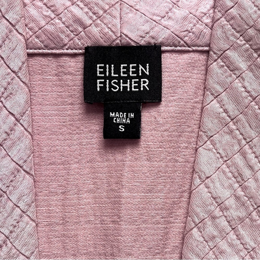 Eileen Fisher Silk and Linen Open Front Lightweight Blazer Quilted Pink Size S - Picture 2 of 5